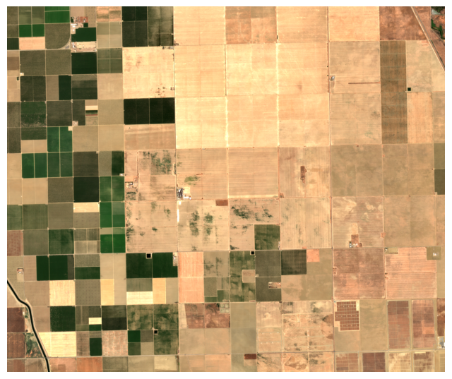 True-color composite of the Central Valley scene.