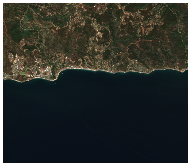 RGB true-color image of Malibu coast.